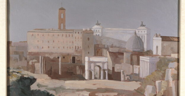 Francesco Trombadori, Il Campidoglio visto dal Foro, 1945, olio su tela, cm 71x83, Collezione BNL BNP Paribas